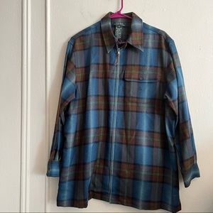 Ralph Lauren Men’s Lightweight Wool Plaid Jacket Medium Blue Brown Elbow Pads